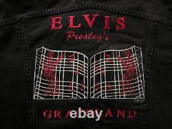 Vintage Rare LEE Elvis Presley Graceland Black Denim Jacket Sz M Memphis Epe Inc