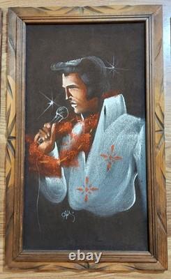 Vtg Lot Of 3 Crying Elvis Presley Velvet Painting 22.5 X 13.5 Signed Rare