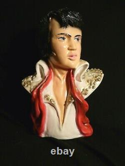 Vtg Spectacular Elvis Presley Chalkware Bust Artist signed Mint Condition RARE