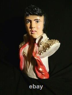 Vtg Spectacular Elvis Presley Chalkware Bust Artist signed Mint Condition RARE