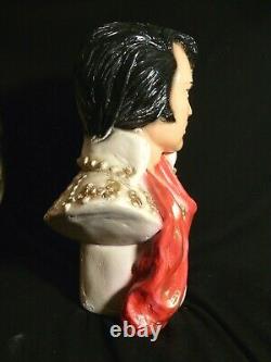 Vtg Spectacular Elvis Presley Chalkware Bust Artist signed Mint Condition RARE