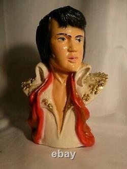 Vtg Spectacular Elvis Presley Chalkware Bust Artist signed Mint Condition RARE