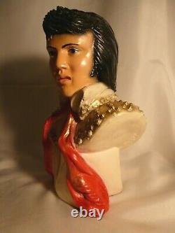 Vtg Spectacular Elvis Presley Chalkware Bust Artist signed Mint Condition RARE